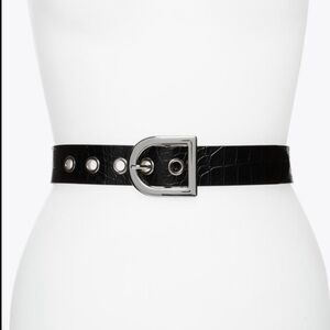 Max Mara Bina Croc Embossed Leather Belt